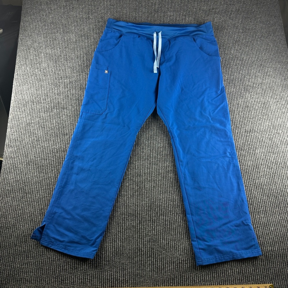 FIGS Technical Collection Mens XL Blue Scrub Pants Drawstring Cargo Pockets